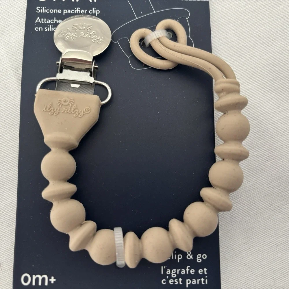 Itzy Ritzy Beige‎ Sweetie silicone Pacifier Strap earth tone tan Baby